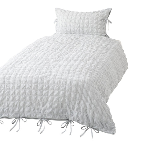 Sheersucker Check Duvet Cover Double Light Blue