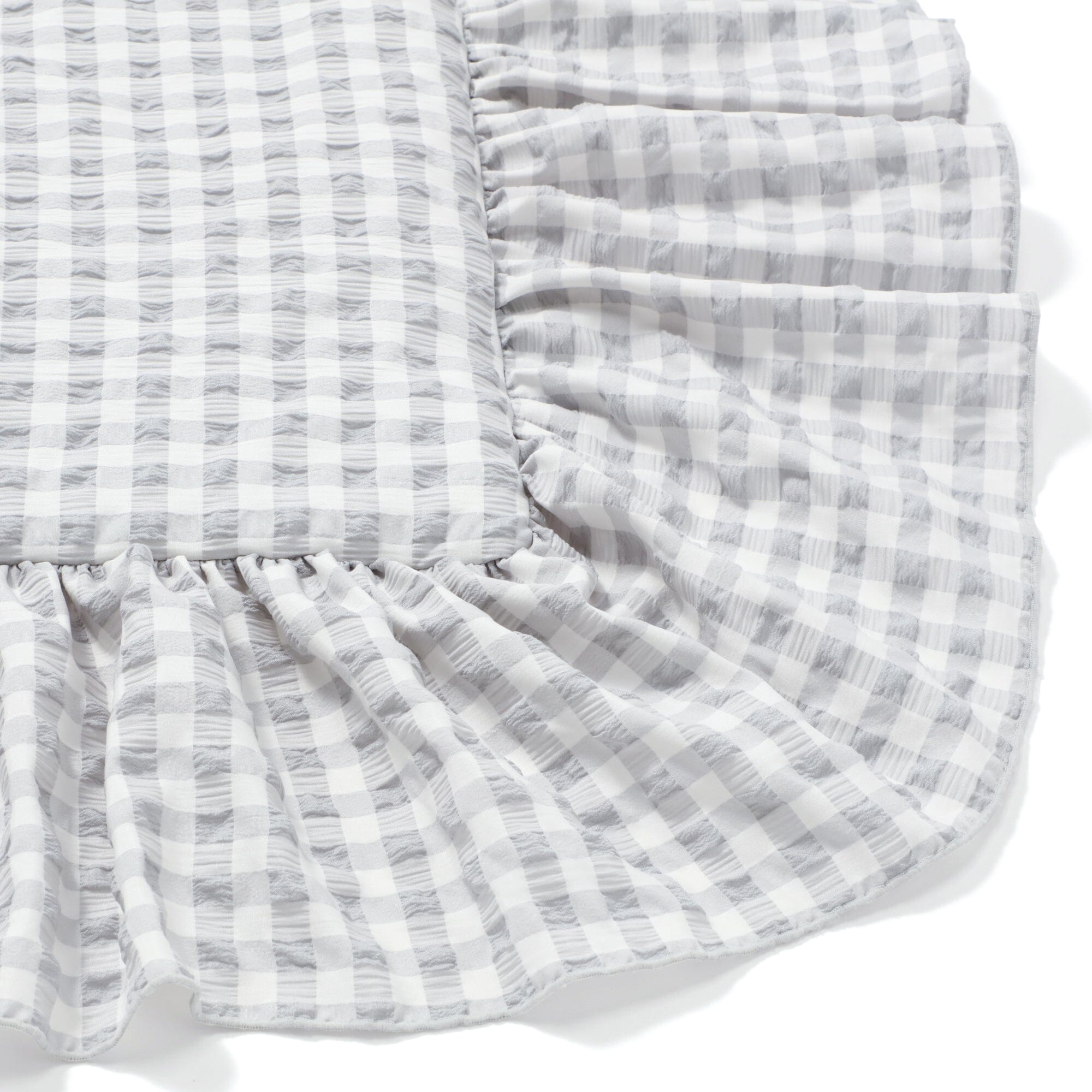Fuwaro Cooling Quilt Frill Check Double White X Grey