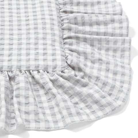 Fuwaro Cooling Quilt Frill Check Double White X Grey