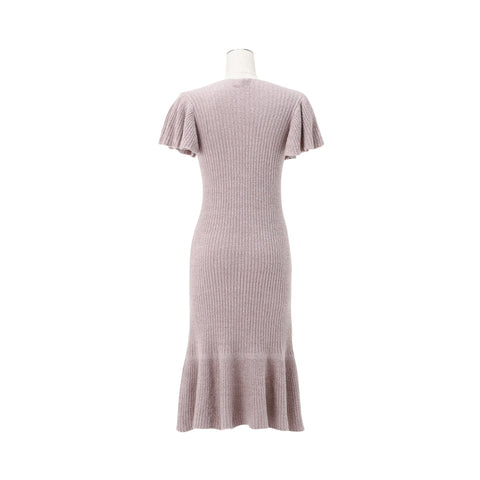 Moist Feather Knit Glitter Dress Pink